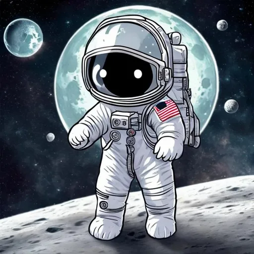 Prompt: white kitty in a Astronaut suit on the moon fighting aliens

