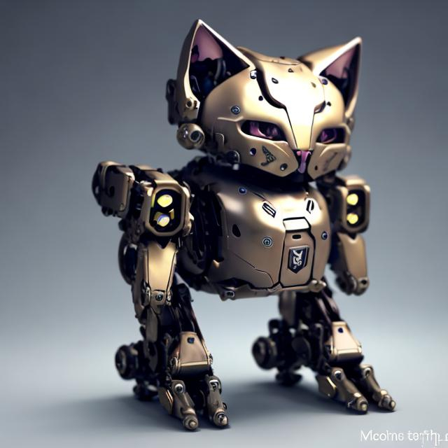 Prompt: smooth metal kitten mech 