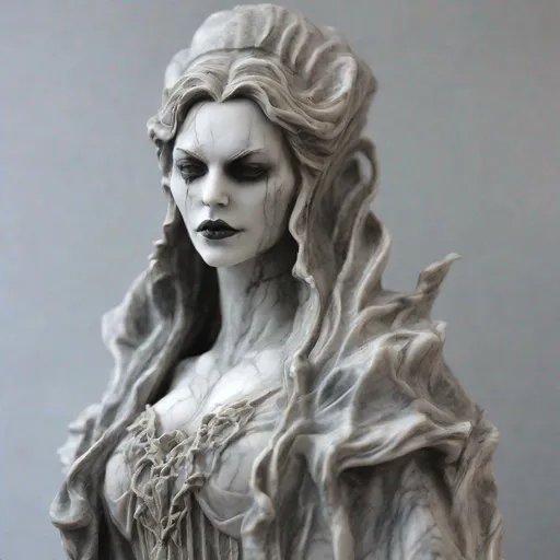 Prompt: Marble Sculpture, [gothic vampire queen statue], detailed realism