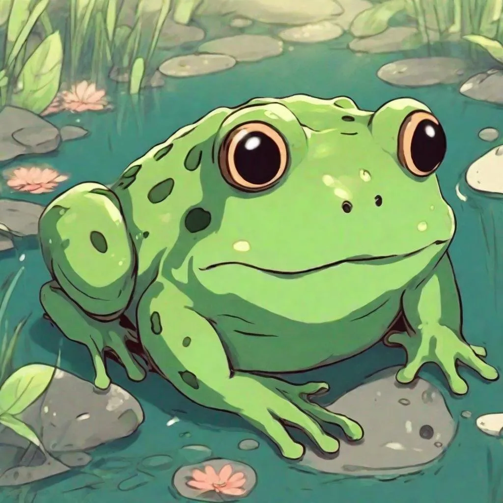 Prompt: [Kawaii frog], Studio Ghibli style 