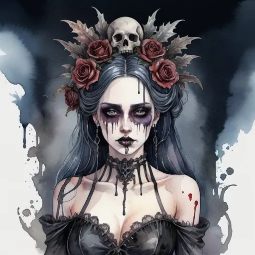 Prompt: Gothic horror theme, [sultry goddess of decay], Anything v5 model, watercolor style 