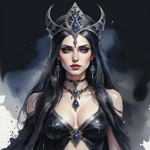 Prompt: Fantasy theme, [sultry dark priestess], Anything v5 model, watercolor style 