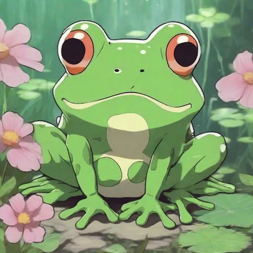 Prompt: [Kawaii frog], Studio Ghibli style 