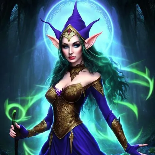 Prompt: Beautiful mystical woman with elf outfit, full body