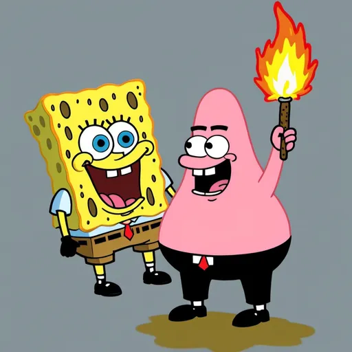 Prompt: Sponge bob torching  Patrick star