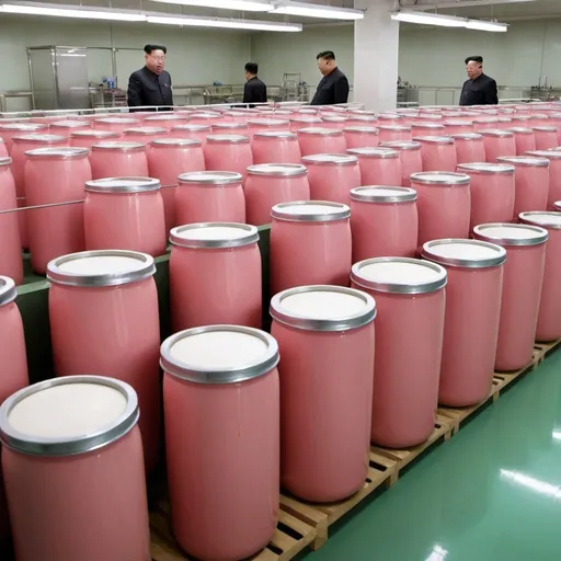Prompt: Cloning vats filled with clones of Kim jong un and Donald trump