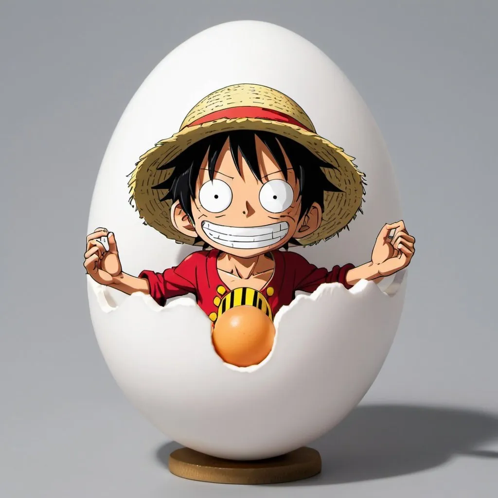 Prompt: Monkey D luffy as an egg person