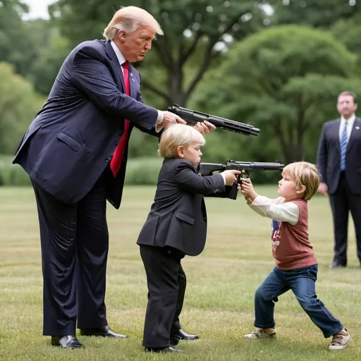 Prompt: Donald trump shooting a child