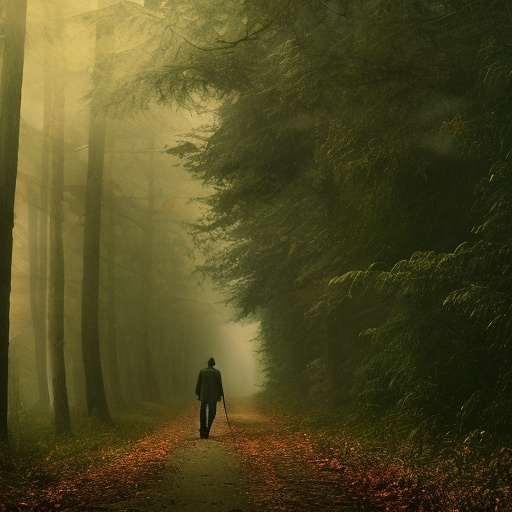 Prompt: dark man alone in forest 4k realistic 