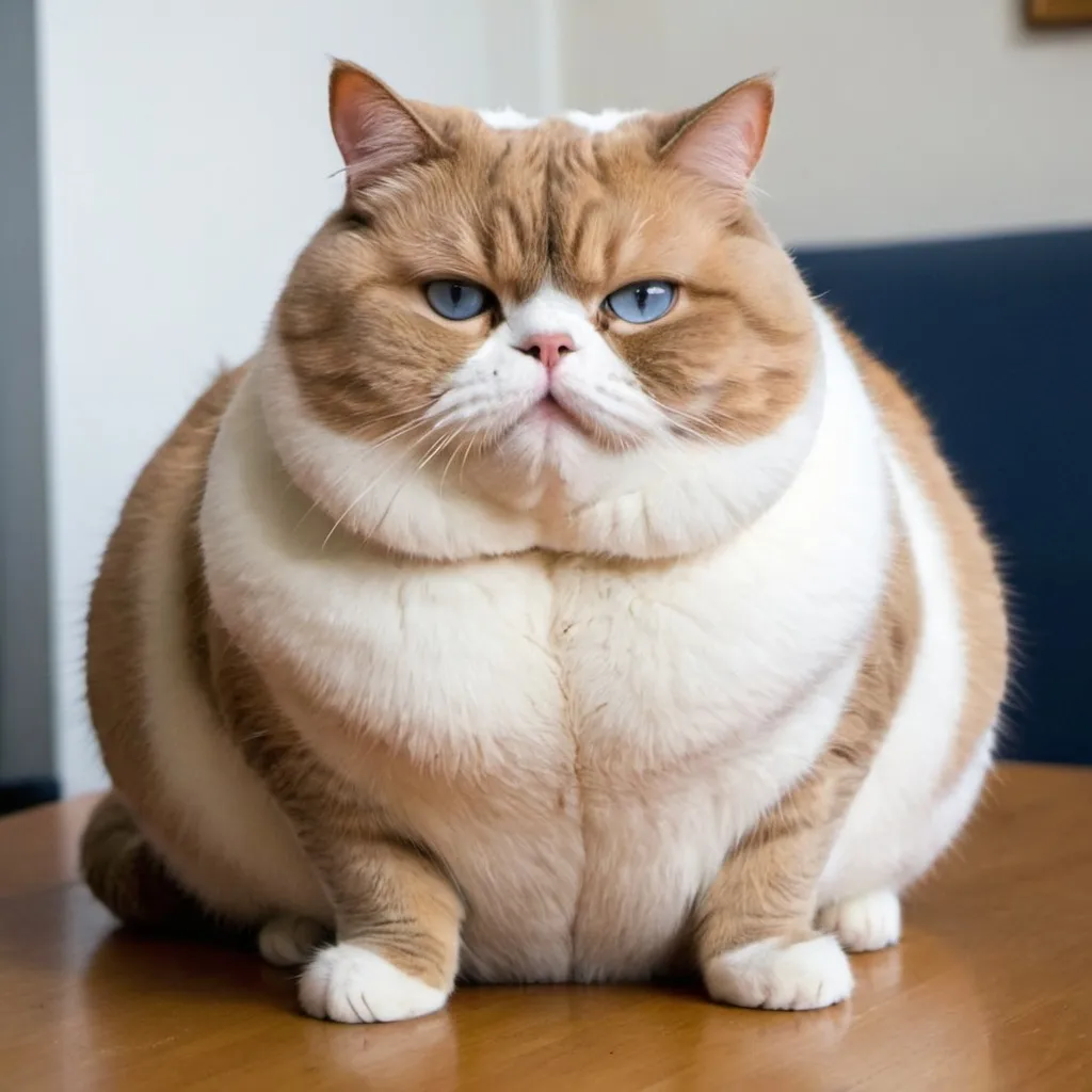 Prompt: A very fat smurth cat