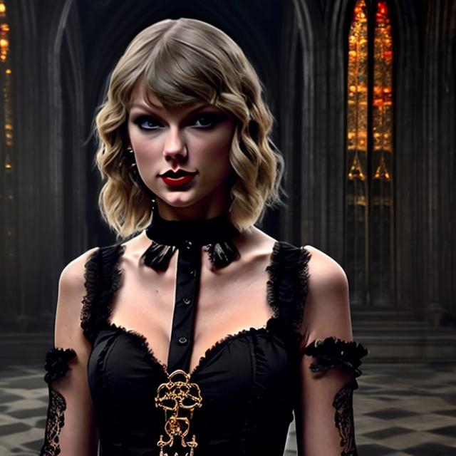 Prompt: gothic golden hyperrealistic taylor swift 4k