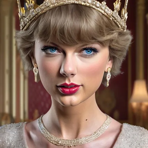 Prompt: taylor swift as the queen of england anime 8k