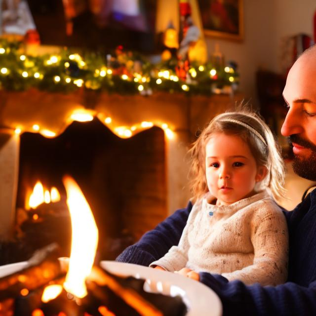 Prompt: hannukah family around fireplace son and daughter 6k