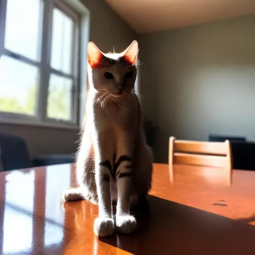 Prompt: cat sitting on a table 3k
