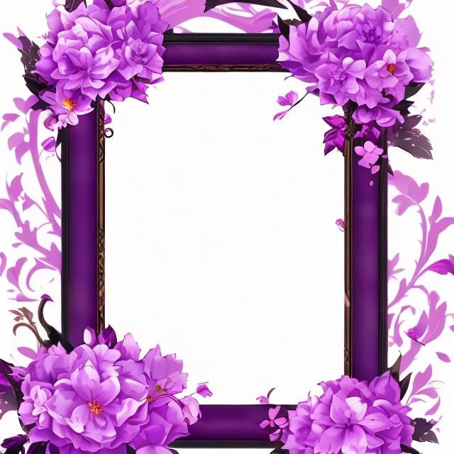 Prompt: cat in flower frame anime 2k purple