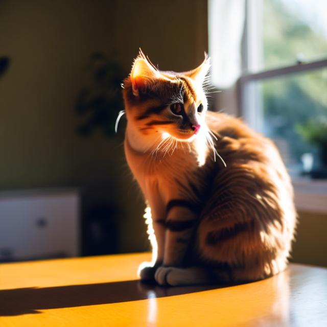 Prompt: cat sitting on a table 