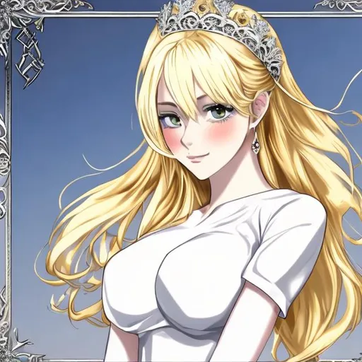 Prompt: blonde queen on siver screen anime