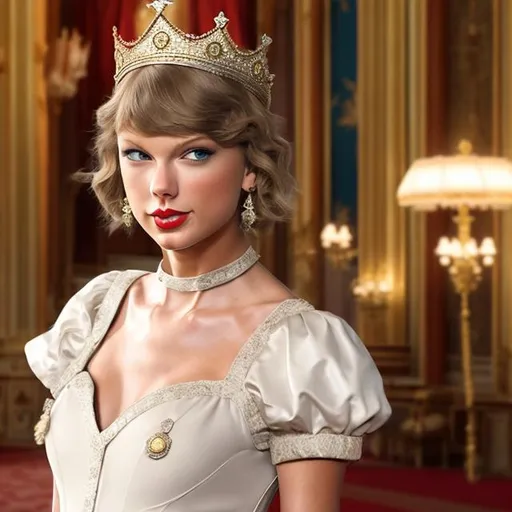 Prompt: taylor swift as the queen of england anime 8k