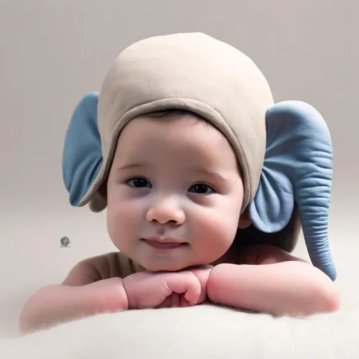Prompt: baby with elephant stuffe 3k