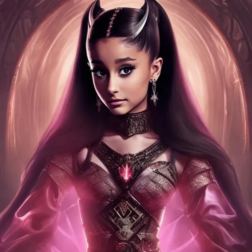 Prompt: ariana grande as an evil empress. powerful, beautiful