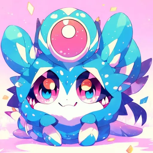 Prompt: Cute anime illustration of a Pokemon, vibrant colors, magical fantasy setting, detailed fur with adorable features, big expressive eyes, high-quality, 7k resolution, ultra-detailed, anime, fantasy, vibrant colors, magical, detailed eyes, cute design, professional, soft lighting