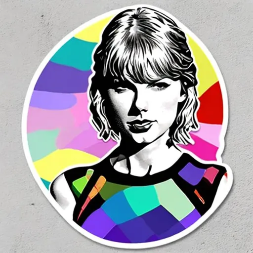 Prompt: sticker colourful taylor swift