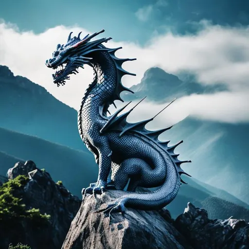 Prompt: elegant dragon on mountain