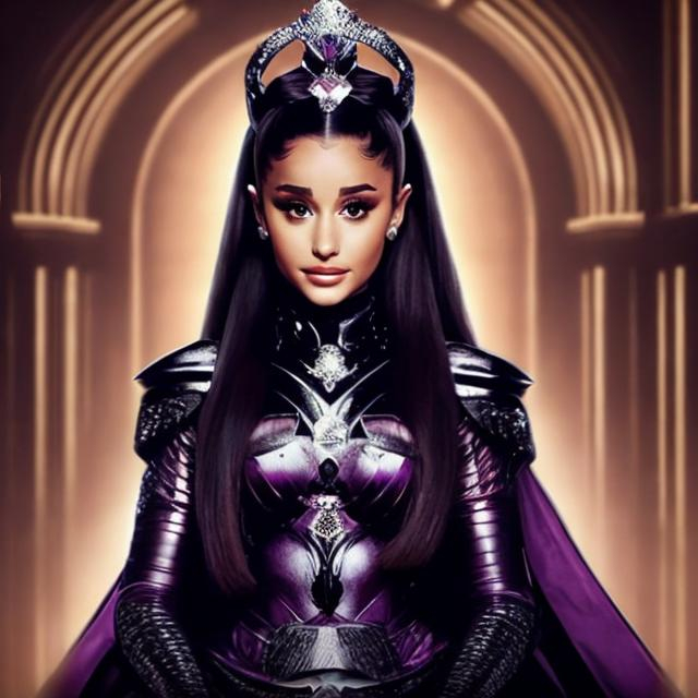 Prompt: ariana grande as an evil empress. powerful, beautiful