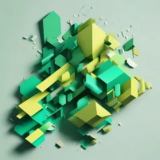 Prompt: 3d green abstract paper style
