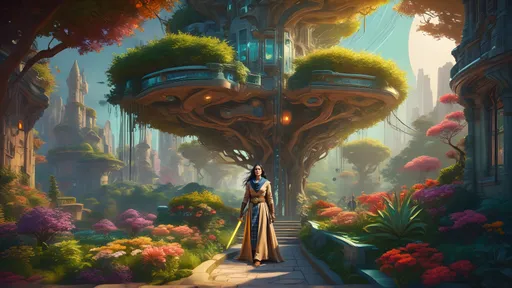 Prompt: @jfvqR8amTCSRIqel1Dzx is walking away from her home, enjoying the garden and the sunshine