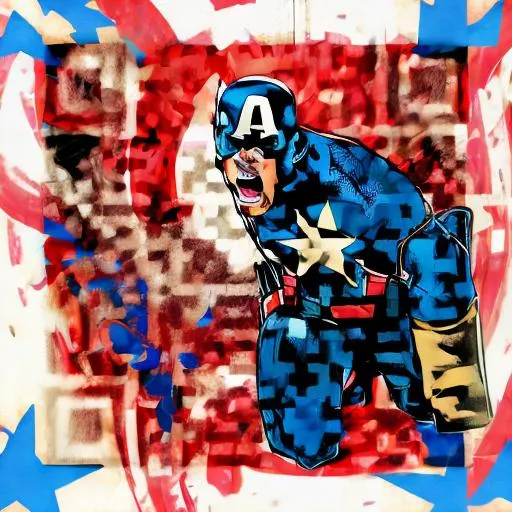 Prompt: Captain America and Rainey background 