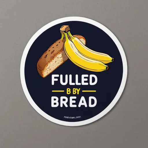 Prompt: 30x30mm round sticker, modern typography, with exact text: "Fueled by Banana Bread", vibrant colors, high contrast, playful design, minimalistic, best quality, modern, vibrant, high contrast, playful, minimalistic