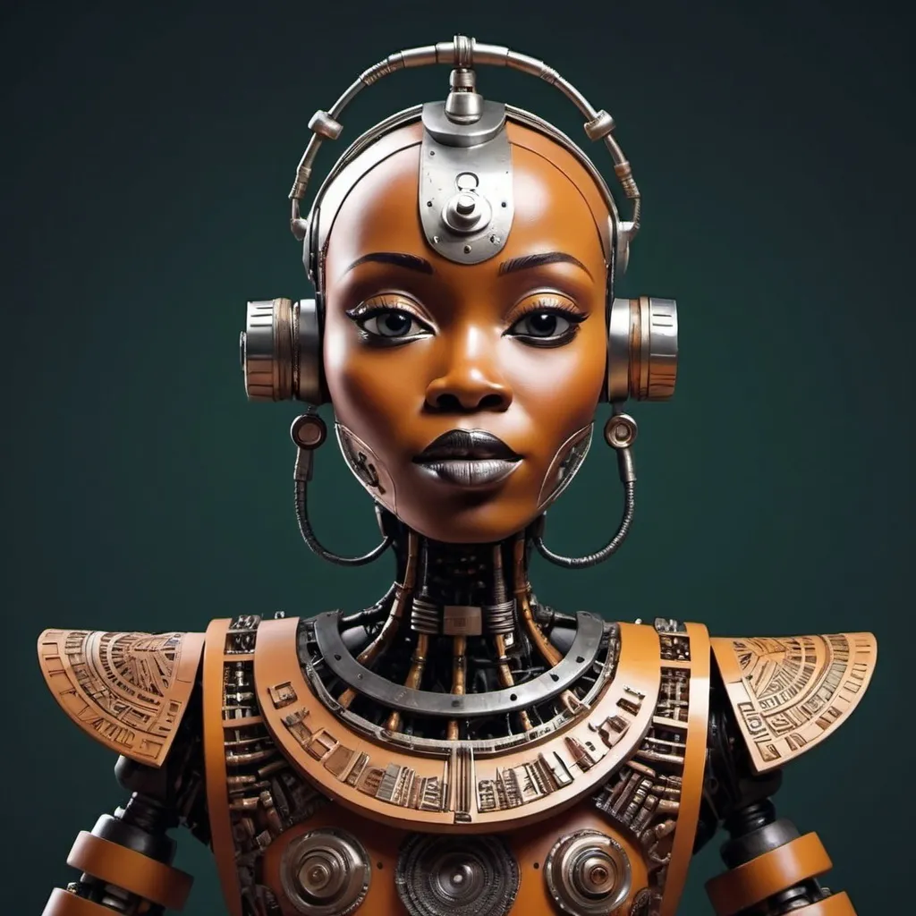 Prompt: Create a picture of a bot with a touch of Nigerian culture