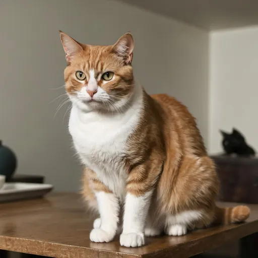 Prompt: A cat is sitting on a table