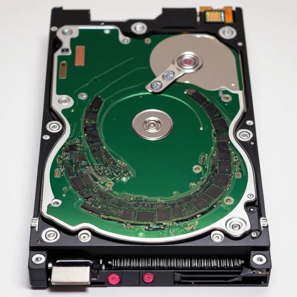 Prompt: can you make me a pixilated picture of the insides of a hard drive