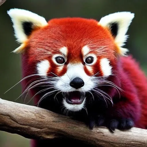 Prompt: a cross between a red Panther and a red panda, photography,