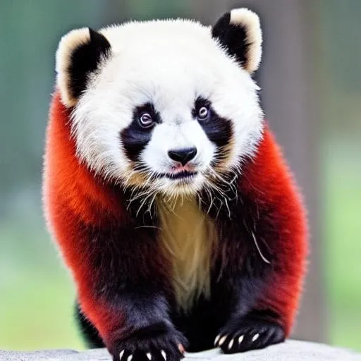 Prompt: a cross between a panda and a red panda, photography,