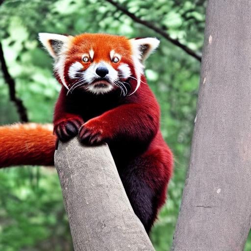 Prompt: a cross between a red Panther and a red panda, photography,