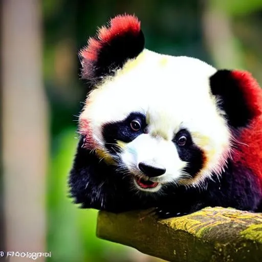 Prompt: a cross between a panda and a red panda, photography, f / 1 6, 2 2 mm lens, soft lighting