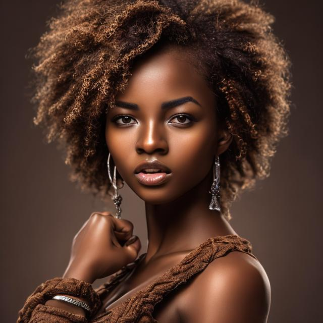 Prompt: Hyper realistic picture of a beautiful African woman, with a camera, brown skin color, natural hair, high quality, sharp focus, studio photo, intricate details, highly detailed, UHD, HDR, 8K