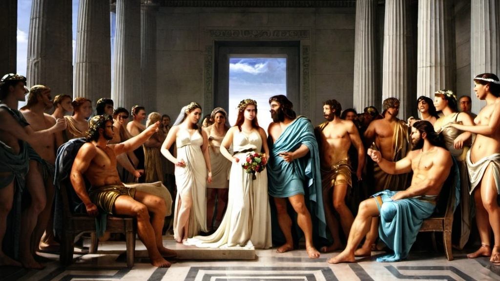 Prompt: The marriage of Zeus and Hera