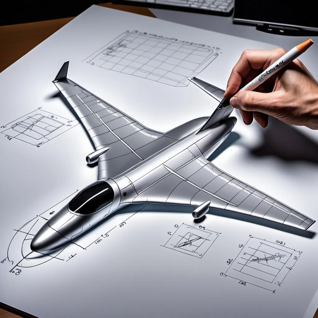 Prompt: draw aircraft with ice on top of wing used for calculation of strength. Draw Galileo Galilei formulae on fuselage