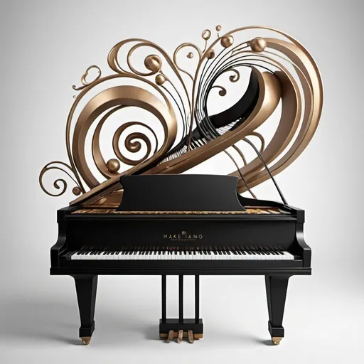Prompt: Make the piano the focal point of your abstract design, using its graceful curves and lines to create a captivating visual composition that symbolizes the harmony of love. Incorporate things that convey romance.