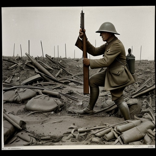 Prompt: Images showing the horrors of ww1