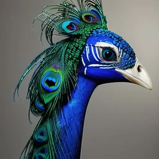 Prompt: HR GEIGER BEAUTIFUL alien Peacock 