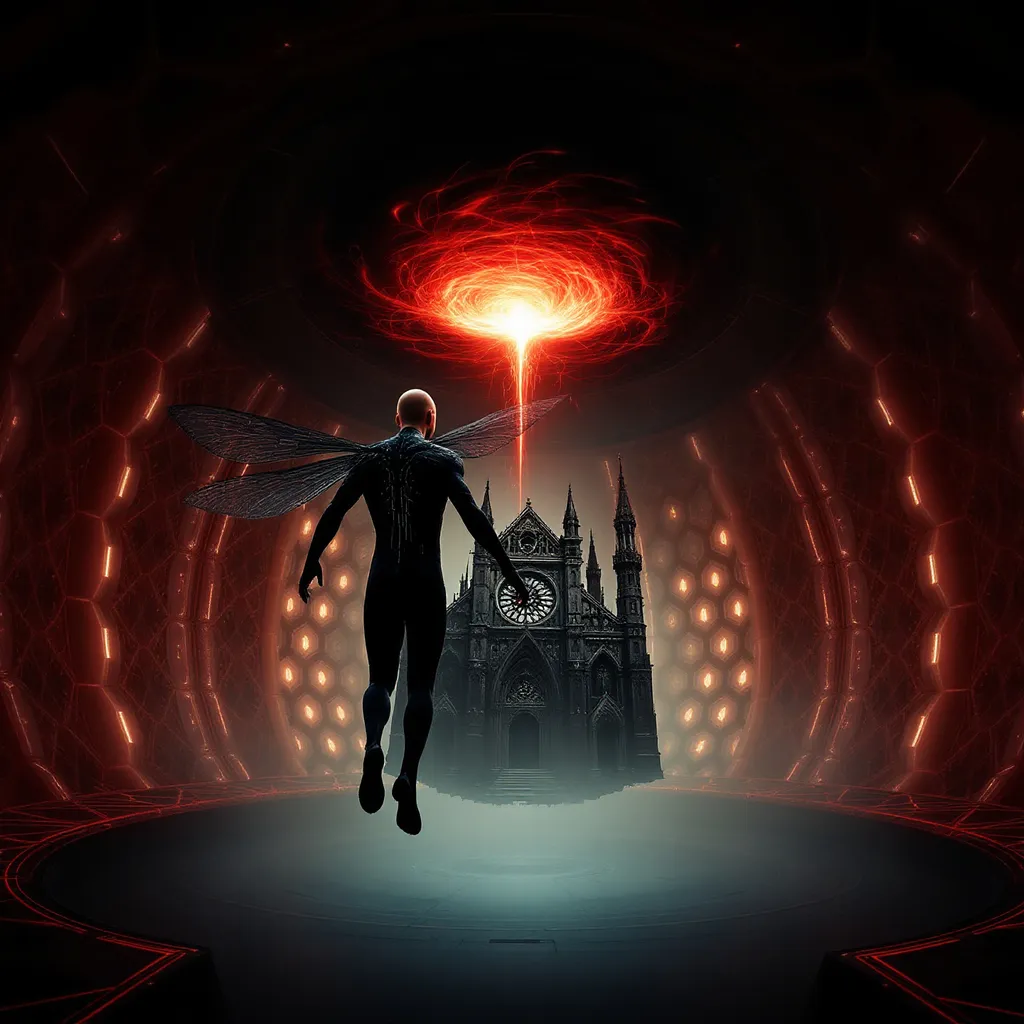 Inside a dark, spherical computer generated virtual...