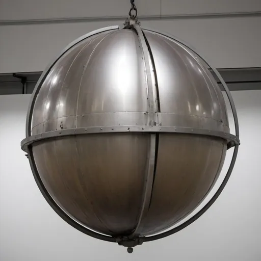 Prompt: a large metallic thin-walled sphere supported by a fixture
