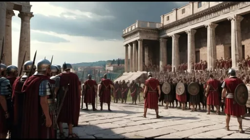 Prompt: The assasination of emperor severus alexander in a roman city landscape, in 4k HD quality