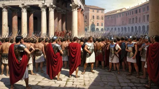 Prompt: a social revolt in the roman empire