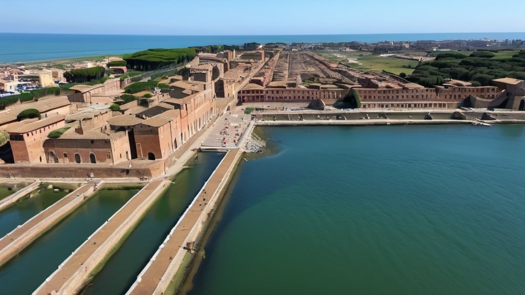 Prompt: the ancient roman port of ostia, in 4k HD quality